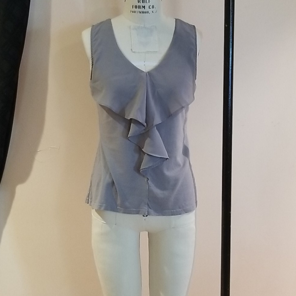 Garnet Hill gray tank with ruffle